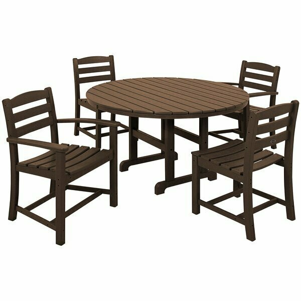 Polywood La Casa Cafe 5-Piece Mahogany Dining Set with 2 Arm Chairs and 2 Side Chairs 633PWS1711MA